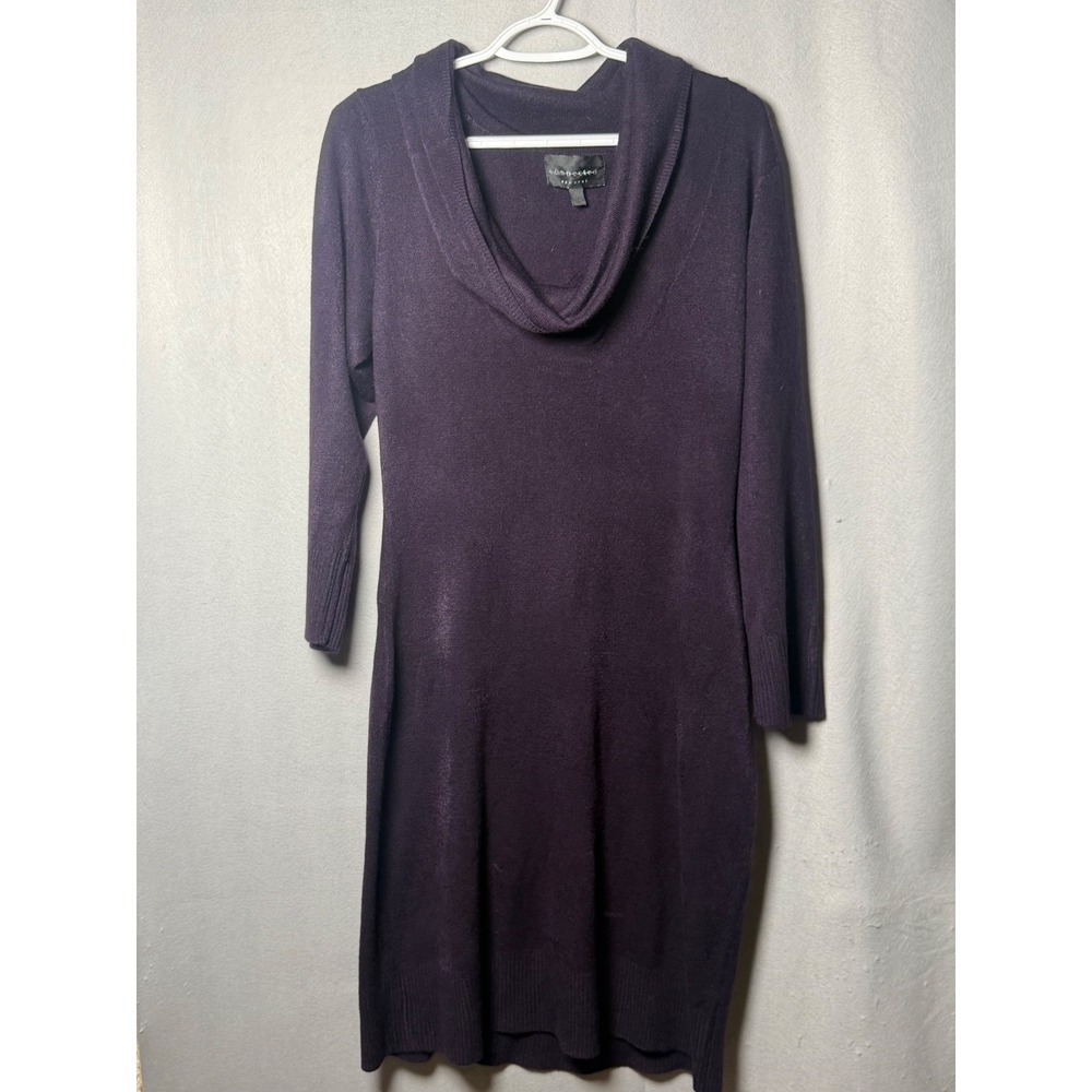 Connected Apparel Womens Purple Cowl Neck Long Sleeve Sweater Dress TT741338M XL